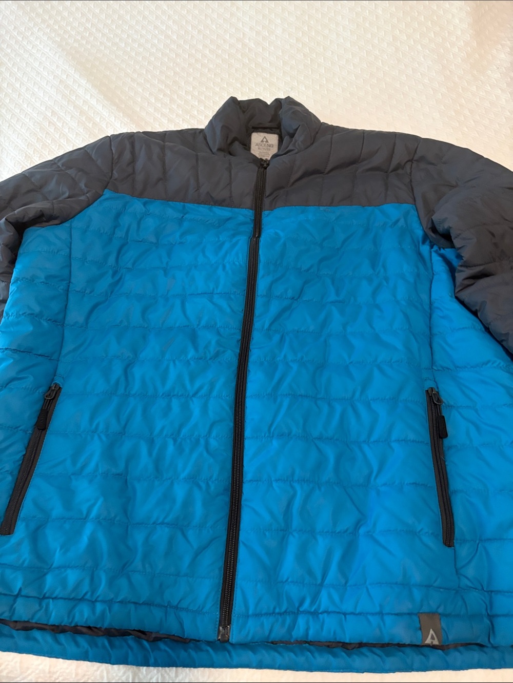 Ascend Blue and Gray Quilted Puffer Jacket